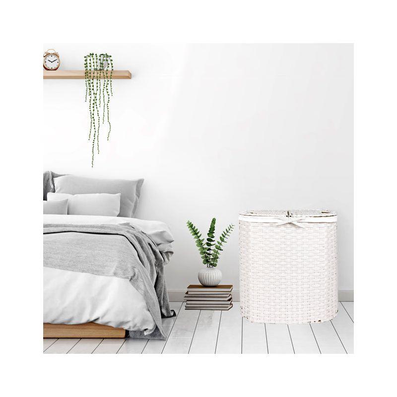 Handwoven Double Lidded Oval Hamper Sorter