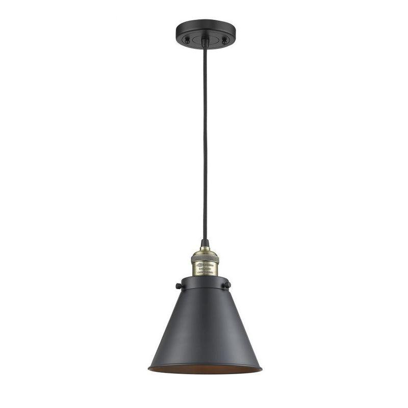 Black Antique Brass Mini Pendant Light with Glass Shade