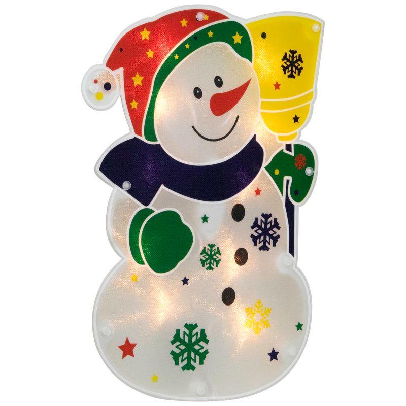 12.5" Lighted White Snowman Christmas Window Silhouette Decor