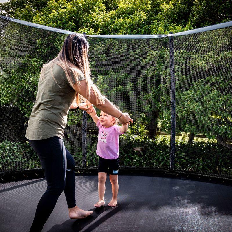 ALLSTAR 12 Ft Round Trampoline for Kids Outdoor Backyard Play Equipment Playset with Net Safety Enclosure and Ladder, Black