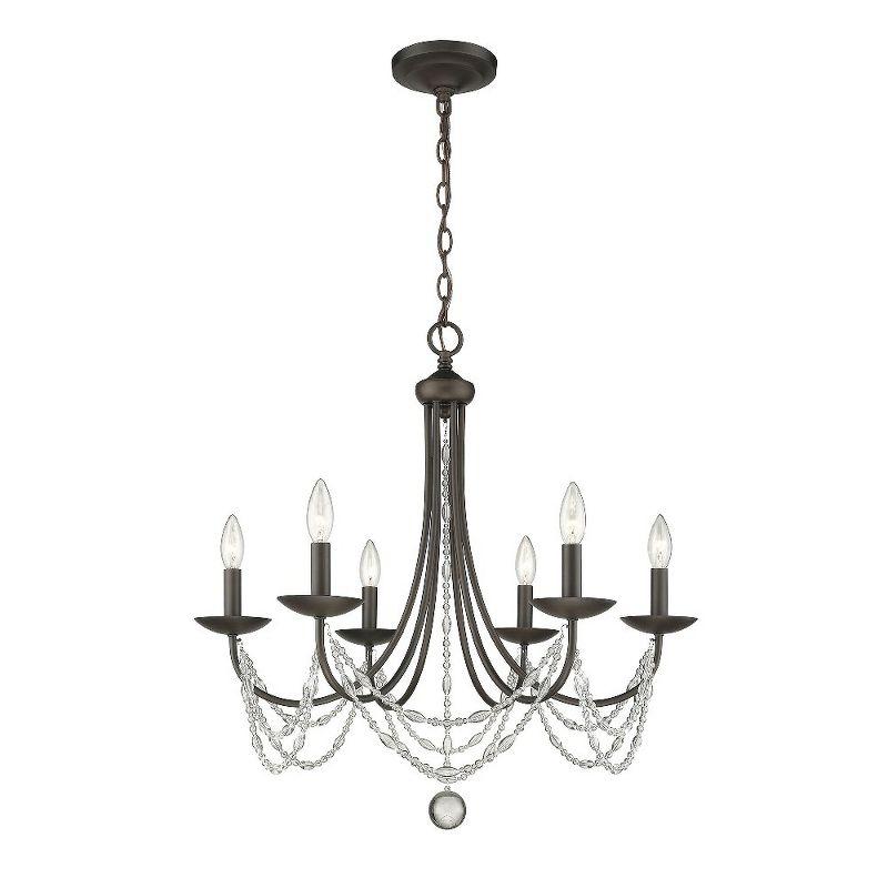 Golden Lighting Mirabella 6-Light Chandelier in Rubbed Bronze