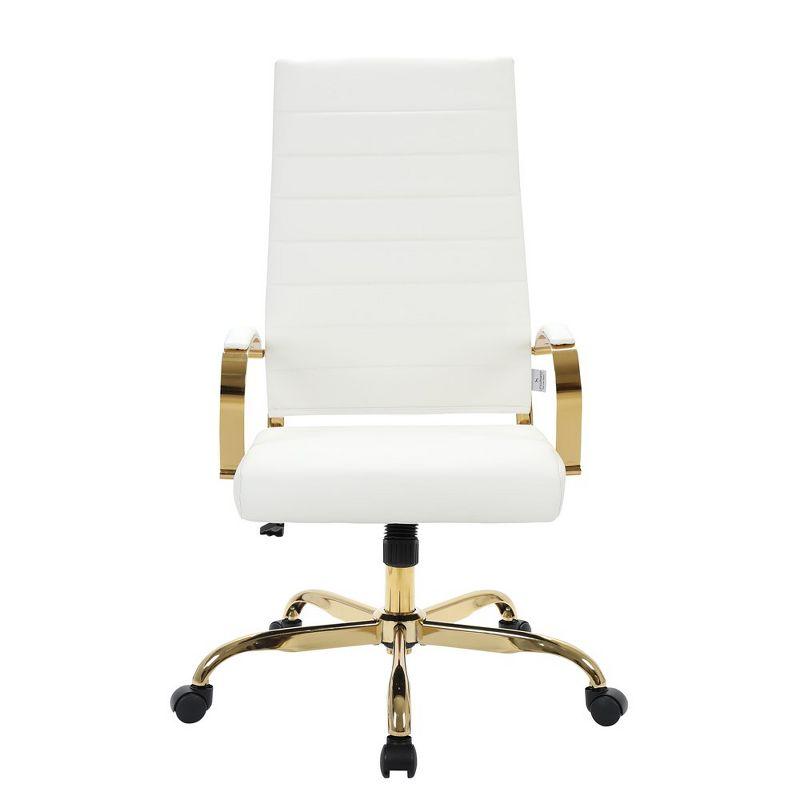 Everly Quinn Humairaa Benmar Leather Office Chair in Gold Base