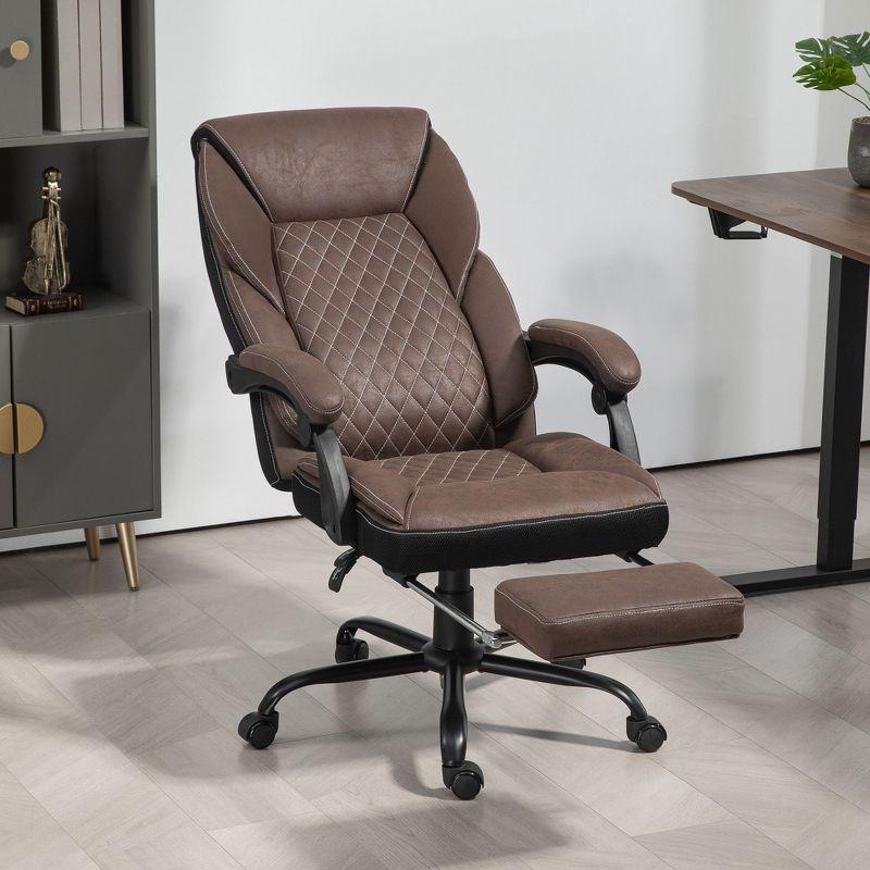 HOMCOM Executive Office Chair with Footrest, High Back Desk Chair, Reclining Swivel Chair, Height Adjustable, Dark Brown