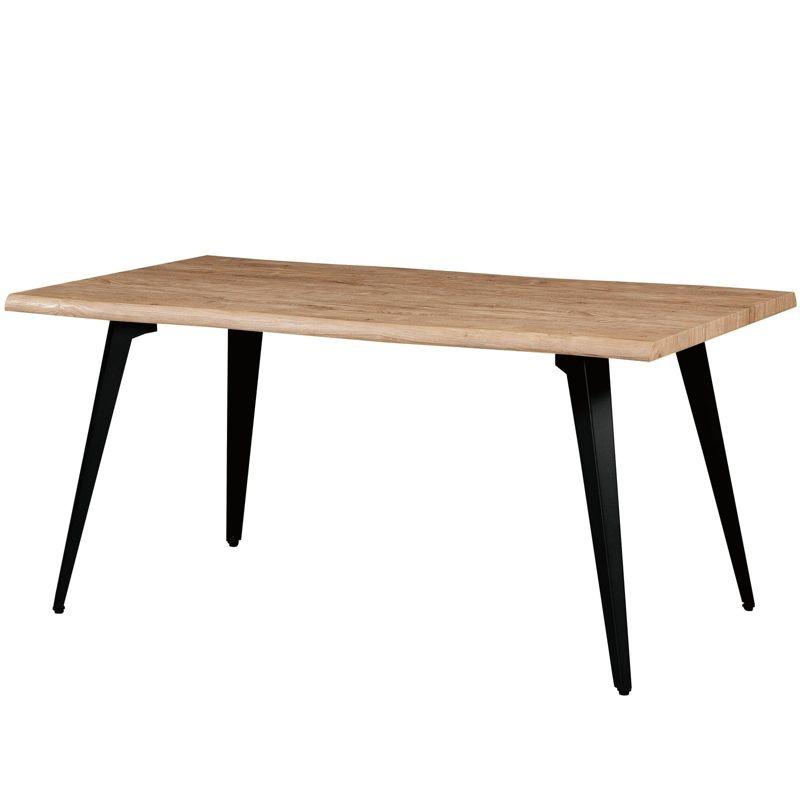 LeisureMod Ravenna Single Modern 63" Rectangular Dining Table with Wavy Edge Wood Top and Metal Legs