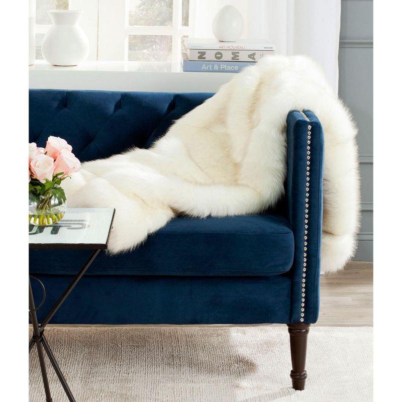 Luxurious White Faux Fur Throw Blanket, 60" x 50"