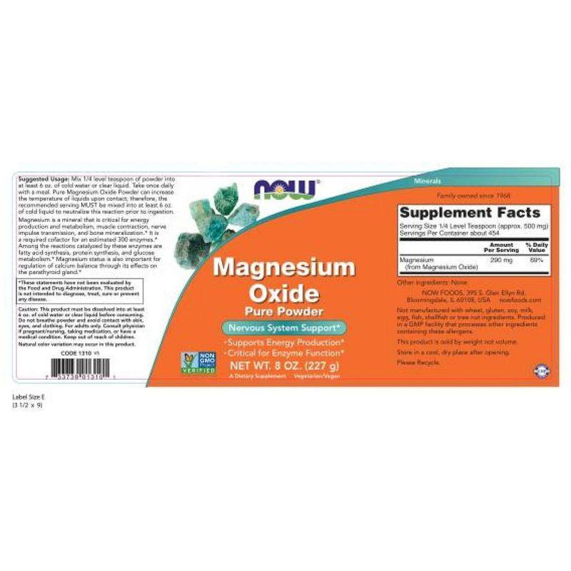 Magnesium Oxide Powder by Now Foods  -  8 oz Powder