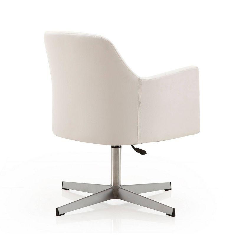 Manhattan Comfort Pelo Faux Leather Adjustable Height Swivel Accent Chair White: Modern Task Chair, Metal Frame, 300 lbs Capacity