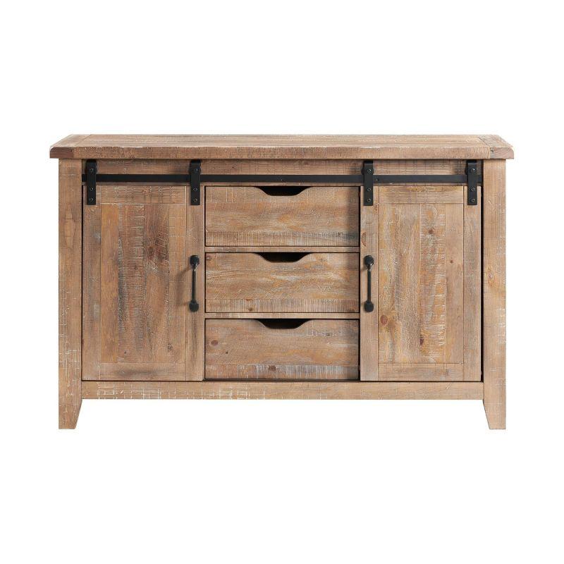 Highland Rustic Farmhouse 60" Sandwash Sideboard with Barn Doors