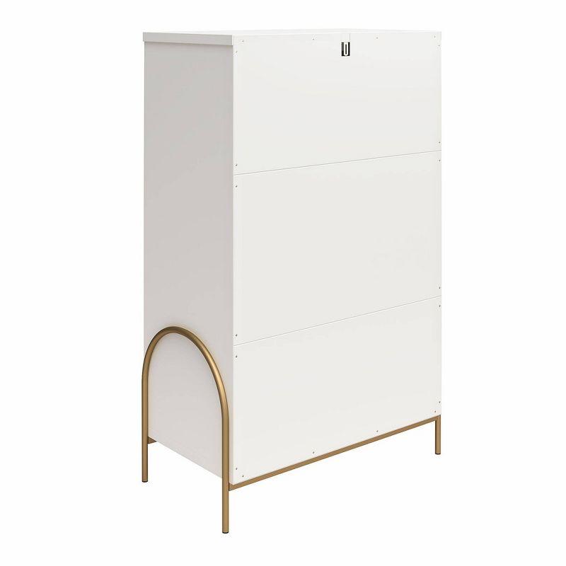 Anastasia Creamy White 5-Drawer Dresser with Brassy Gold Accents