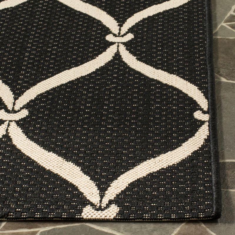 Courtyard CY6654 Power Loomed Indoor and Outdoor Area Rug - Black/Beige - 6'7"x6'7" - Safavieh