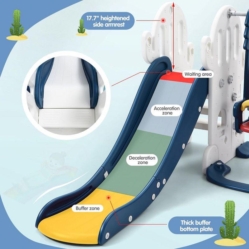 Garvee 7-in-1 Toddler Playset - Adjustable Swing & Slide with Basketball Hoop, Soccer/Golf & Ring Toss, Indoor/Outdoor for Ages 1-3, Blue