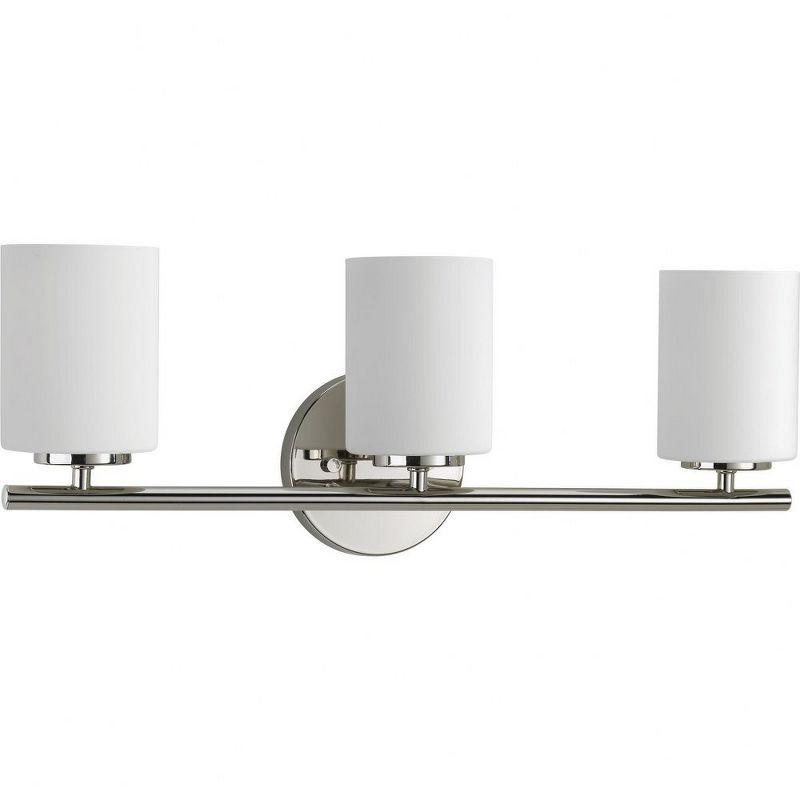 Progress Lighting Replay Collection 3-Light Bath Vanity, Polished Nickel, Shade Included