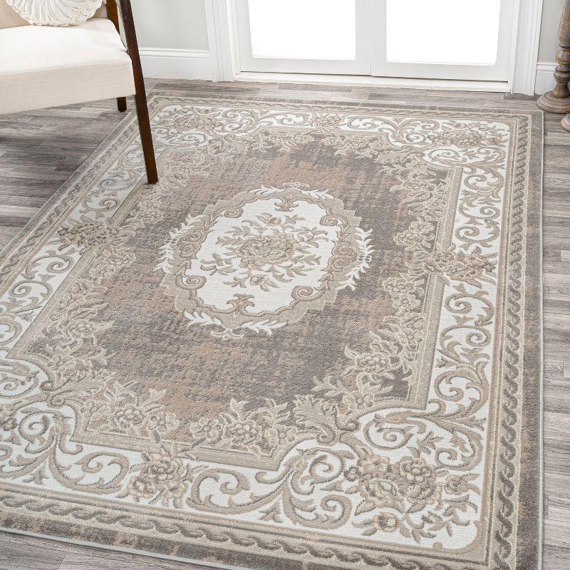 JONATHAN Y Rosalia Cottage Medallion Gray/Ivory 5 ft. x 8 ft. Area Rug