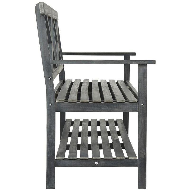 Mayer Classic Black Acacia Wood 49'' Outdoor Bench with Storage