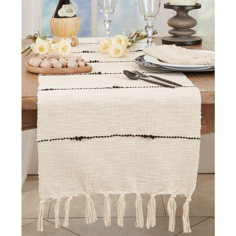 Saro Lifestyle Boho Chic Stripe Woven Table Runner, 16"x72", Beige