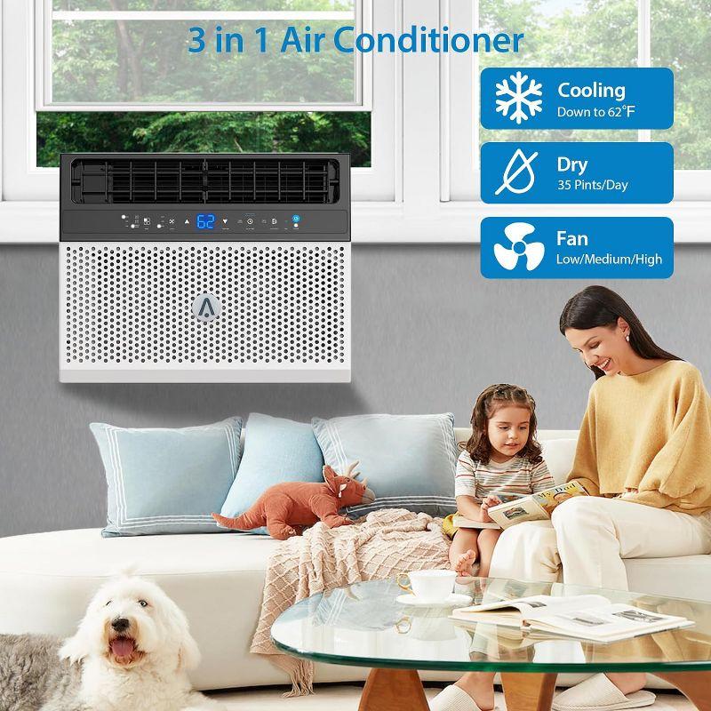 8000 BTU Window Air Conditioner Over the Sill AC Up to 370 Sq.Ft With Remote & App Control