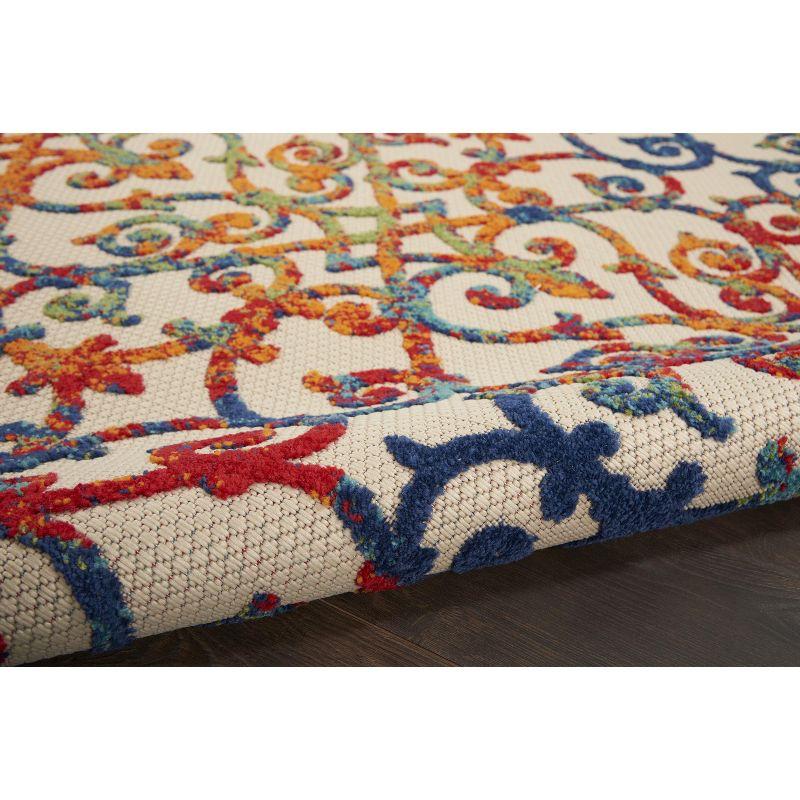 Nourison Aloha Contemporary Scroll Flatweave High-Low Indoor Outdoor Area Rug Multicolor 5'3" x 7'5"
