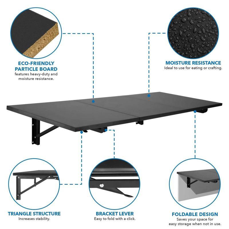 Mount-It! Heavy Duty Drop Down Table, Wall Mounted Drop Leaf Tables, Collapsible, Folding Workbench for Home Office, Laundry Room, Garage, Basement