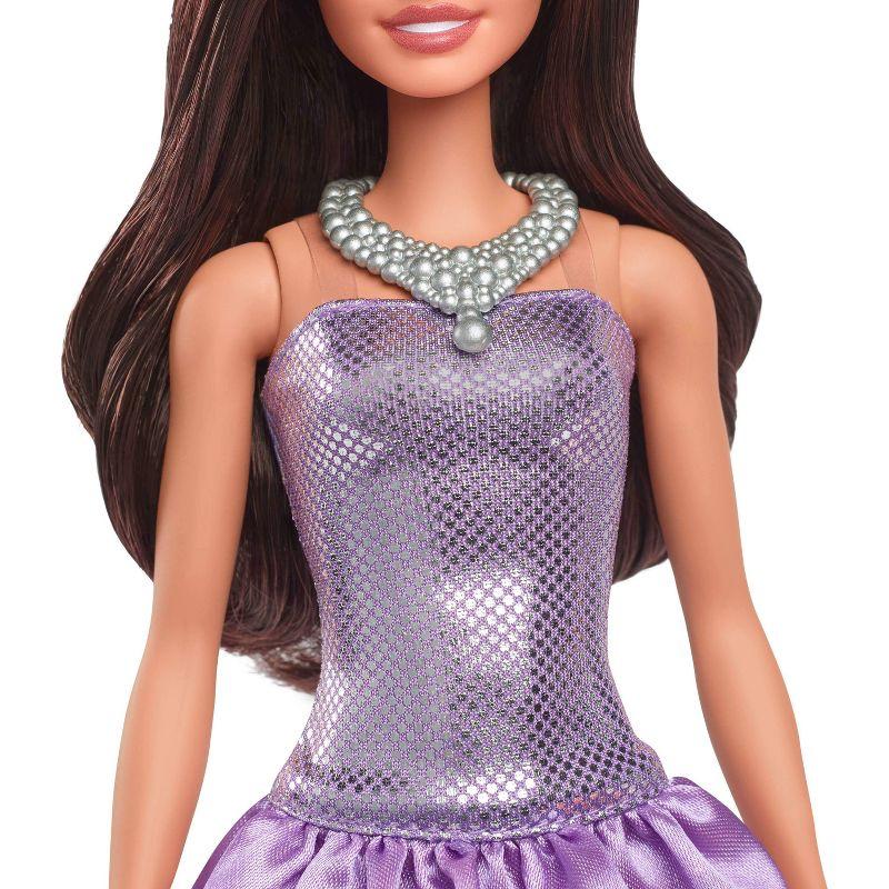 Barbie Fashionistas 11.7" Doll #234 in Sequined Purple Dress and Silvery Accessories Brown Hair
