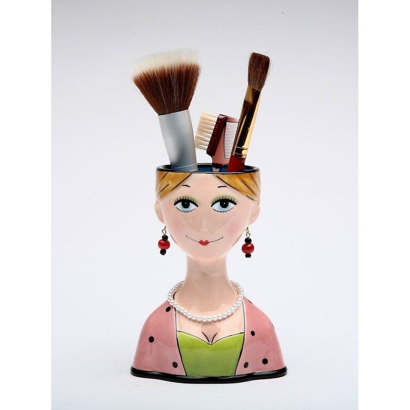 Hand-Painted Ceramic Lady Vase with Pearl Necklace