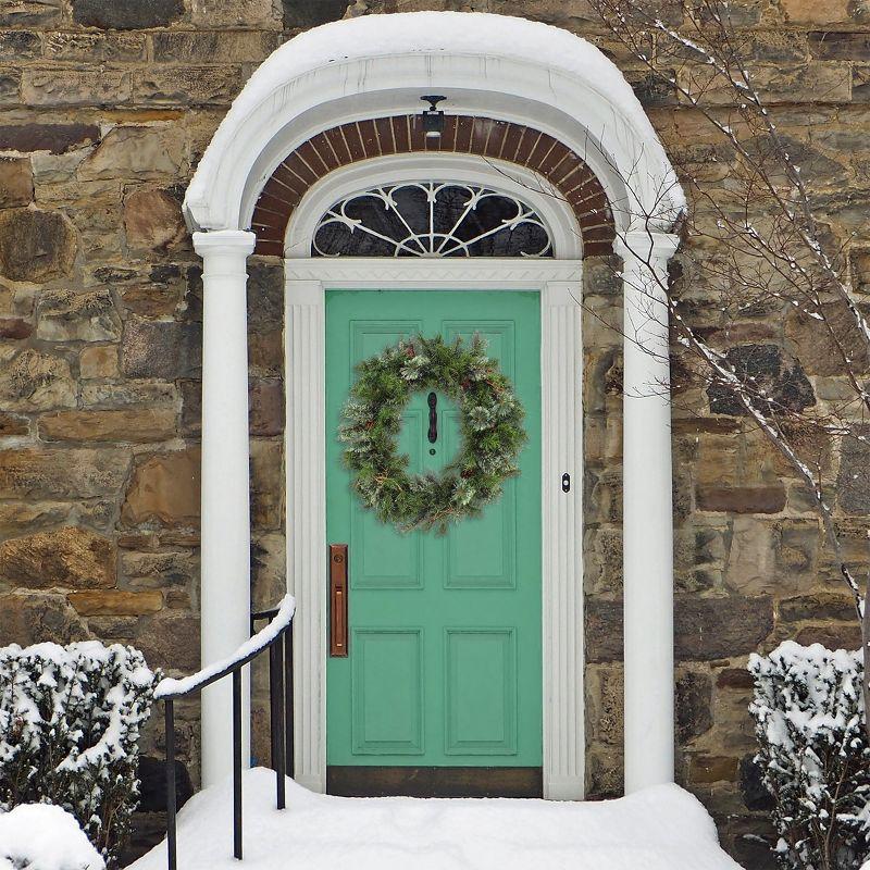 30" Prelit LED Glistening Pine Wreath White Lights - National Tree Company