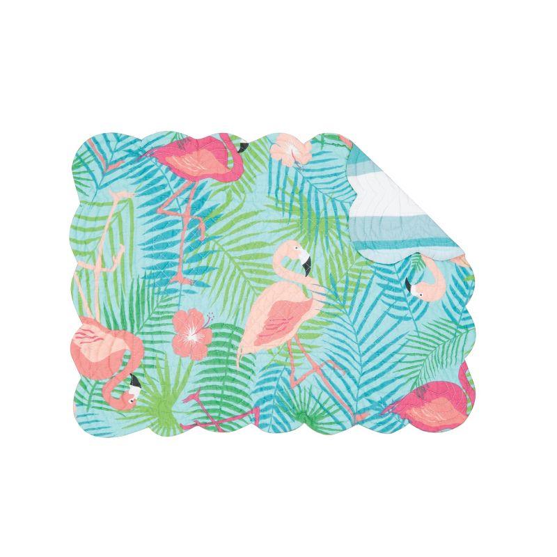 Isla Island Cotton Quilted Reversible Flamingo Placemats Set of 6