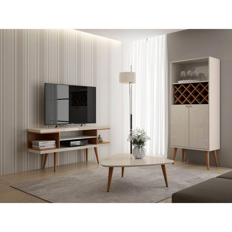 Manhattan Comfort Utopia Splayed Wooden Legs and 4 Shelves TV Stand for TVs up to 50" Maple Cream/Off-White - Manhattan Comfort