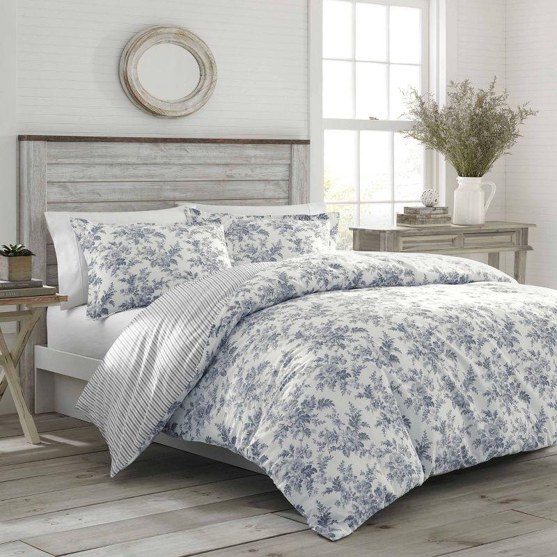 Laura Ashley Laura Ashley Annalise Floral Grey Cotton Bonus Comforter Set
