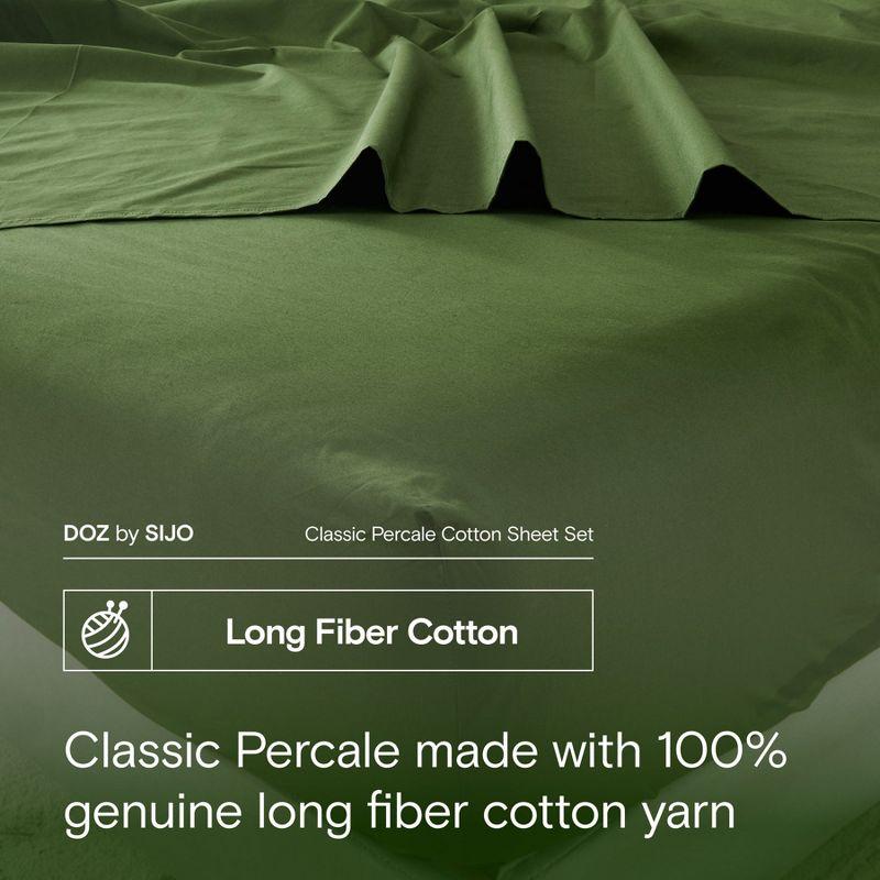 DOZ Long Staple Cotton Duvet Cover Set, Crisp Percale Weave, Breathable, Matte Finish, Durable, Hotel Comfort, 8 Loops