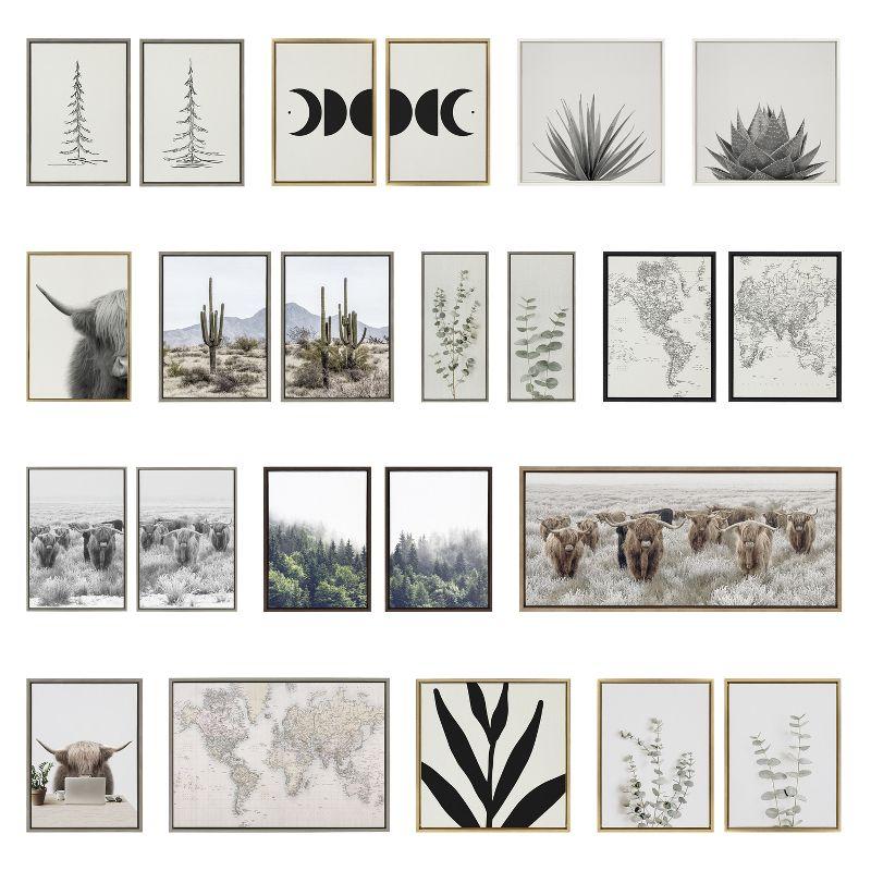 Kate and Laurel Sylvie Matisse Inspired Abstract Botanicals Framed Canvas by The Creative Bunch Studio, 3 Piece 18x24, Natural