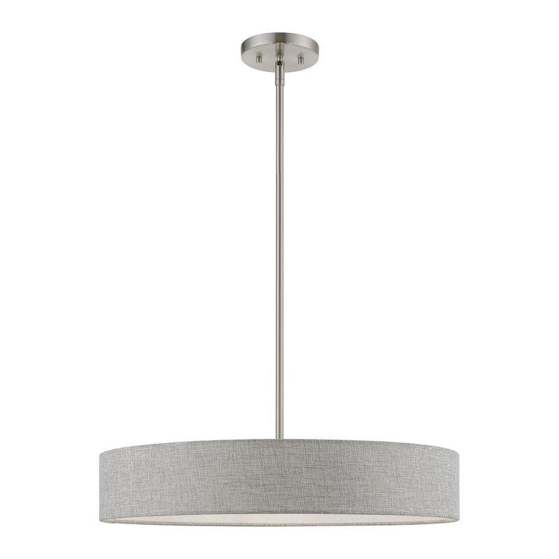 Livex Lighting Elmhurst 4 - Light Pendant in  Brushed Nickel/Shiny White
