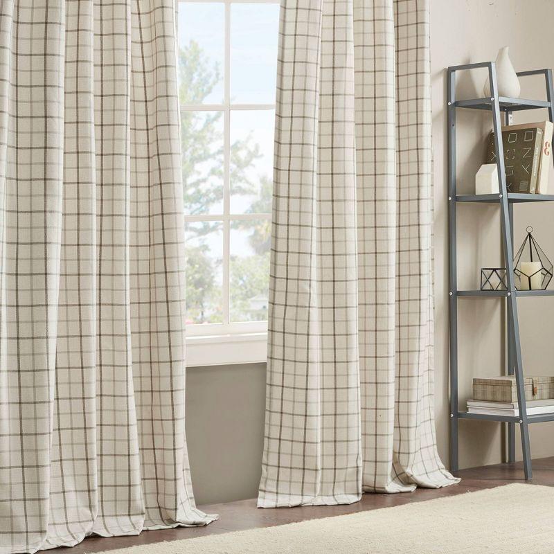 Anaheim Woven Plaid Room Darkening Thermal Fleece Lined Single Curtain Panel