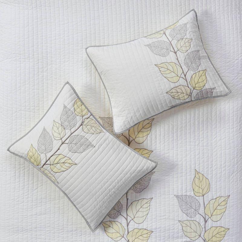 6 Piece Embroidered Quilt Set with Throw Pillows