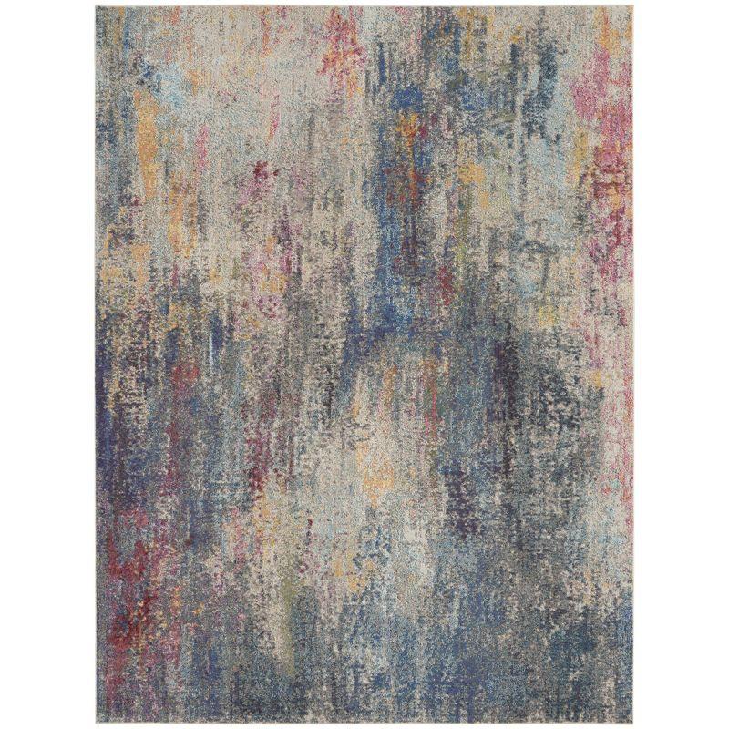 Abstract Blue Hues 9' x 12' Synthetic Easy-Care Area Rug