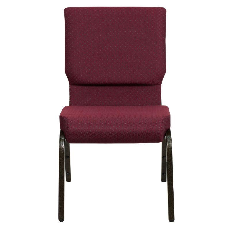 Emma and Oliver 18.5"W Stack Church Chair, Burgundy Patterned Fabric/Gold Vein