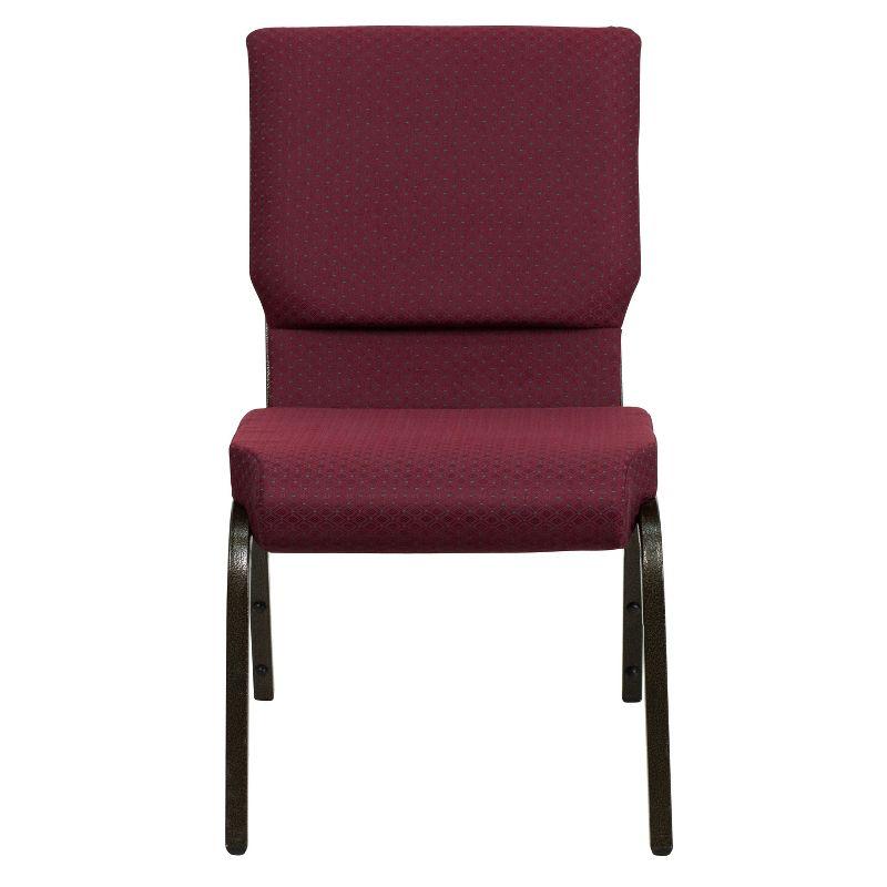 Burgundy Patterned Fabric Stacking Guest Chair with Gold Vein Metal Frame