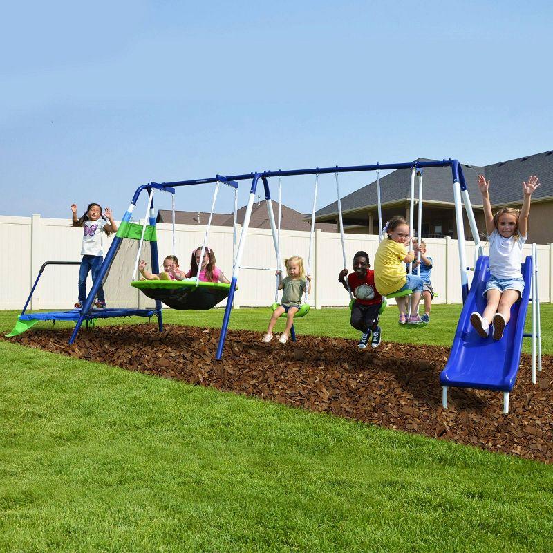 Sportspower Mountain View Metal Swing Slide and Trampoline Set