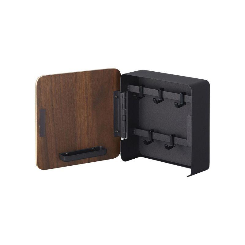Yamazaki Home Yamazaki Home Square Magnetic Key Cabinet, Wood Accented Keychain Organizer, Steel + Wood, Magnetic
