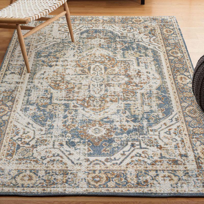 JONATHAN Y Keesha Bold Distressed Medallion Low-Pile Machine-Washable Blue/Cream 4 ft. x 6 ft. Area Rug
