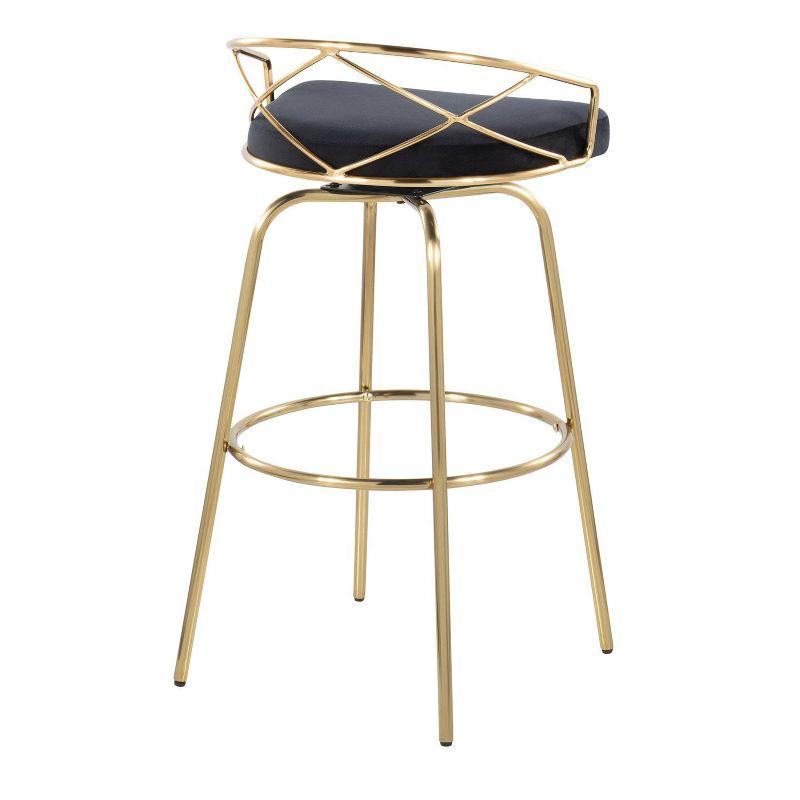 Set of 2 Charlotte Barstools Gold/Black - LumiSource: Glam Fixed-Height, Rounded Backrest, Metal Base