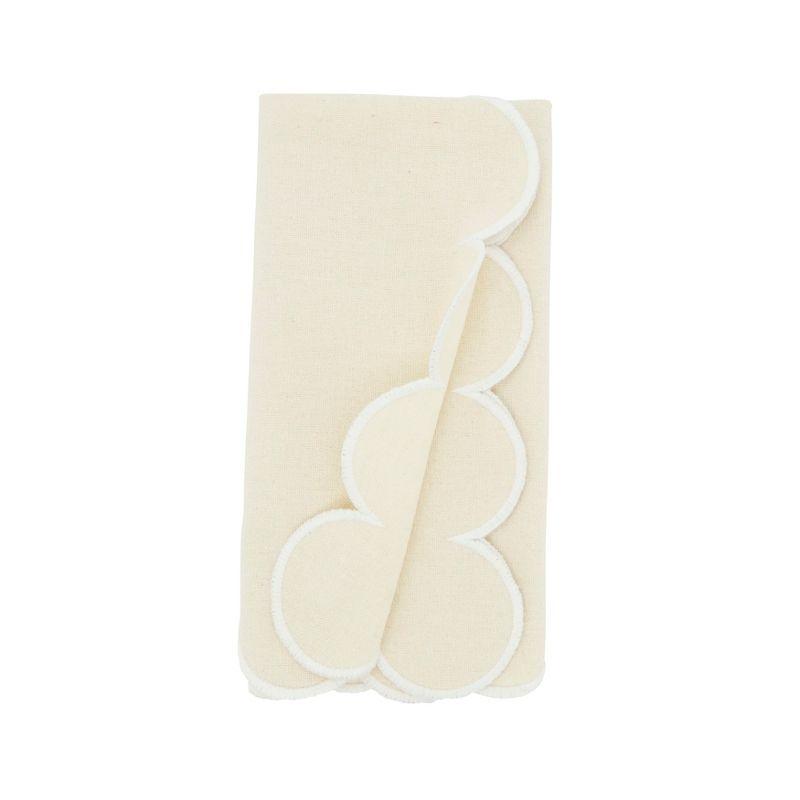 Saro Lifestyle Scalloped Hem Napkin (Set of 4), Beige, 20"x20"