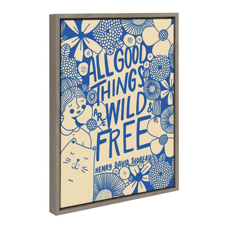 18" x 24" Sylvie Wild and Free by Keely Reyes Framed Wall Canvas Set Gray - Kate & Laurel All Things Decor: Inspirational Quote Art