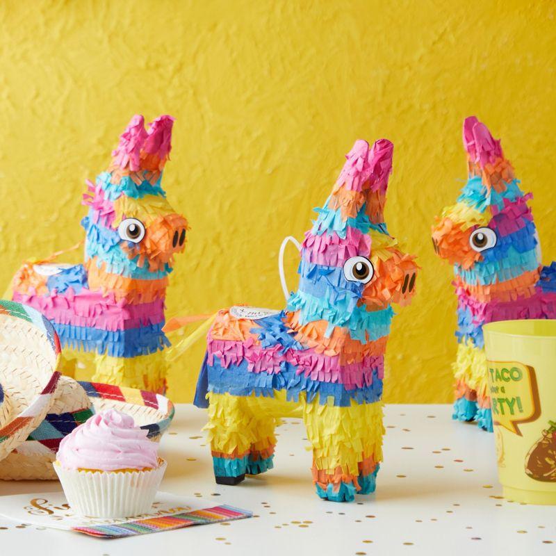 Colorful Mini Donkey Pinata Set for Birthday Parties