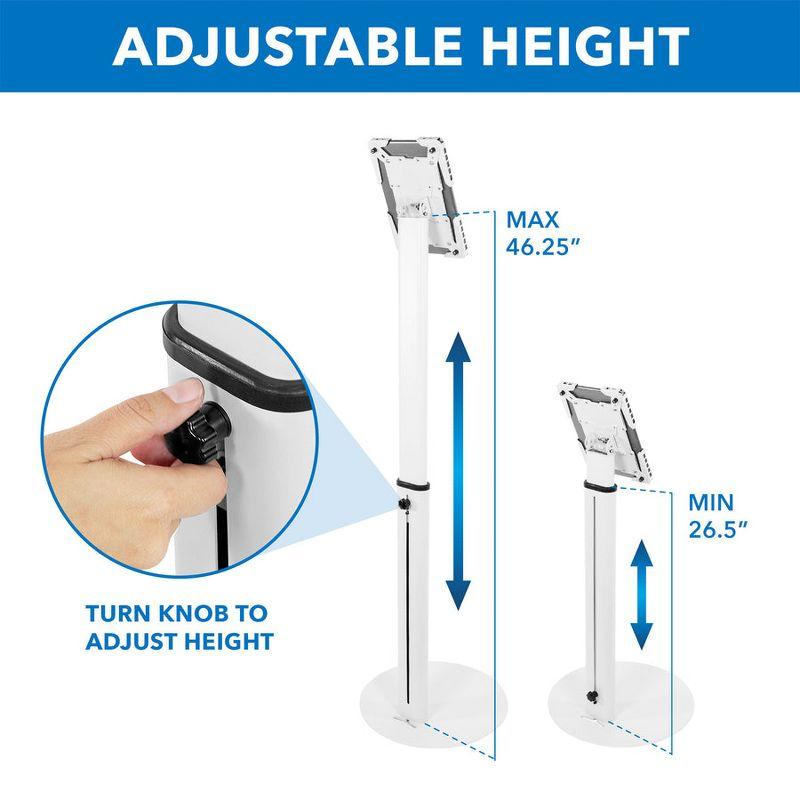 Mount-It! Adjustable Universal Theft-Deterrent Tablet Floor Kiosk Mount for iPad, Galaxy - White