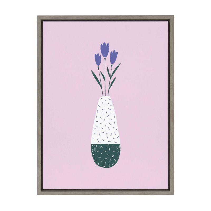 Sylvie Tulips Framed Canvas Wall Art in Pink and Blue