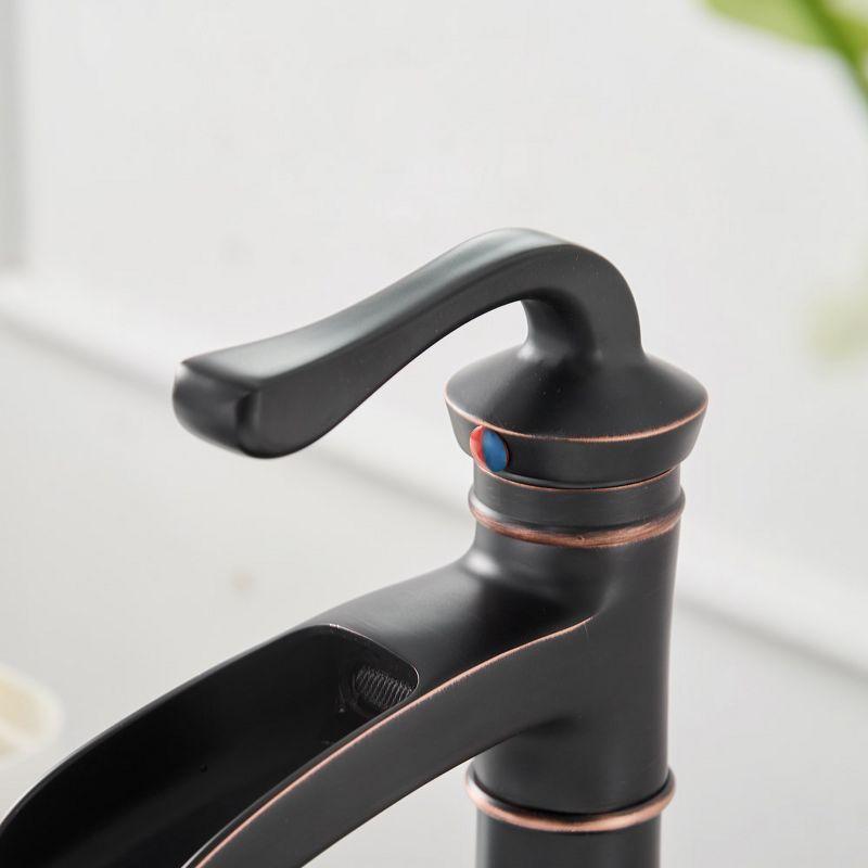 BWE Waterfall Single Hole Single-Handle Bathroom Faucet With Pop-up Drain in Oil Rubbed Bronze