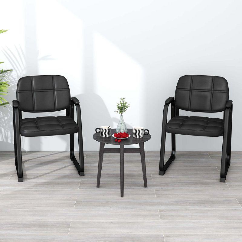 Costway Waiting Room Chair Set of 2/4 Upholstered Guest Conference Chair with Armrest Black