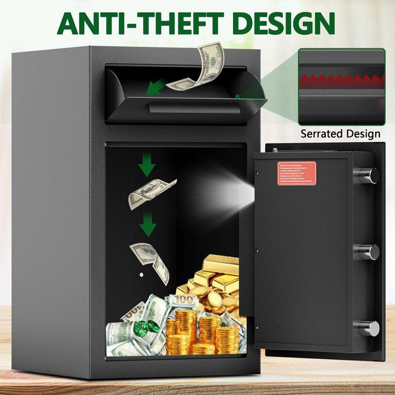 Depository Drop Safe, Anti-Theft Money Drop Slot Safes with Digital Keypad and Spare Keys, Heavy Duty Money Safe Box for Home Office
