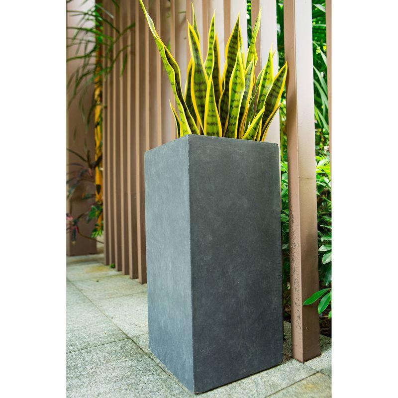 Kante 24" Tall Charcoal Lightweight Concrete Rectangular Planter