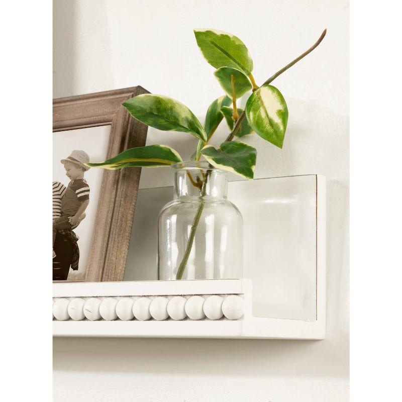 White Beaded Floating Wall Shelf, 36-Inch MDF